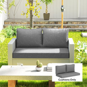 2 Seater Outdoor Seat Cushions with Backrest, Loveseat Double Sofa Outdoor Furniture Cushions, Fade-Resistant Replacement Patio Cushions for Indoor and Outdoor, Grey