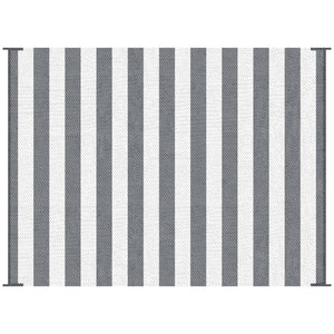 Outsunny Reversible Outdoor Rug, 9' x 12' Waterproof Plastic Straw Floor Mat, Portable RV Camping Carpet, Large Floor Mat for Backyard, Deck, Picnic, Beach, Gray & White Striped