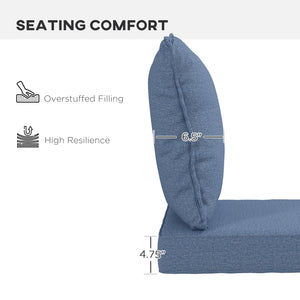 4-Piece Seat Cushion Pillows Replacement, Patio Chair Cushions Set with Back, Blue