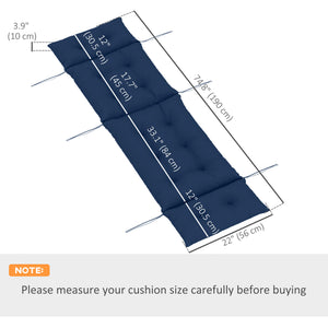 Patio Lounge Chair Cushion, Tufted Thick Outdoor Chaise Lounge Cushion with Ties, Lounge Chair Pad Replacement for Lawn Pool Deck, 74.8" x 22" x 4", Navy Blue