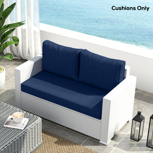 2 Seater Outdoor Seat Cushions with Backrest, Loveseat Double Sofa Outdoor Furniture Cushions, Fade-Resistant Replacement Patio Cushions for Indoor and Outdoor, Navy Blue