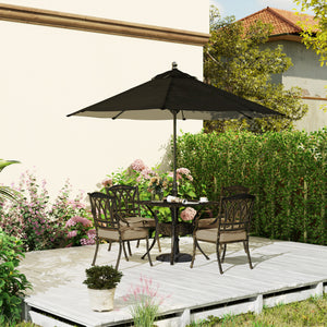 5 Pieces Cast Aluminium Garden Dining Set, 4 Seater Garden Table and Chairs with Parasol Hole, Outdoor Garden Furniture Set with Cushions for Patio, Bronze Tone