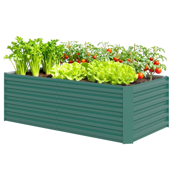 Galvanized Raised Garden Bed, 6' x 3' x 2' Outdoor Metal Planter Box, Standing Raised Bed for Growing Flowers, Herbs and Vegetables, Dark Green