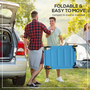 2 Pieces Outdoor Lounge Chair, Adjustable Backrest Folding Chaise Lounge, Cushioned Tanning Chair with Sunshade Roof & Pillow Headrest for Beach, Camping, Hiking, Light Blue