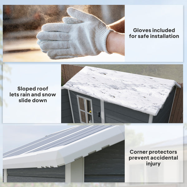 6' x 4' Outdoor Storage Shed, Plastic Shed with Floor, Window, Lockable Door and Vents, Garden Tool House for Outdoor Patio Storage, Gray