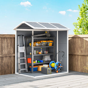 6' x 4' Outdoor Storage Shed, Plastic Shed with Floor, Window, Lockable Door and Vents, Garden Tool House for Outdoor Patio Storage, Gray