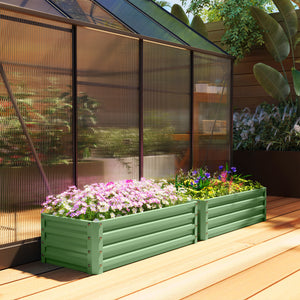 Set of 2 Raised Garden Bed, Outdoor Planter Box with Galvanised Steel Frame for Growing Vegetables, Flowers and Herbs, 110 x 50 x 30cm, Light Green