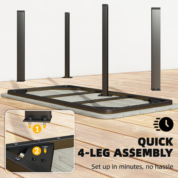 Outdoor Coffee Table, Rectangle Garden Table with Slatted Wood Plastic Composite Top, Metal Frame Garden Tables for Patio, Balcony, Terrace, 90 x 49 x 40 cm, Grey