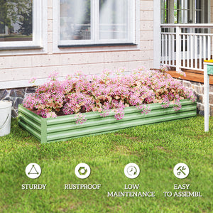 8x3x1FT Galvanized Raised Garden Bed, Outdoor Metal Gardening Planter Box for Growing Vegetables, Flowers, Herbs, Succulents, Light Green