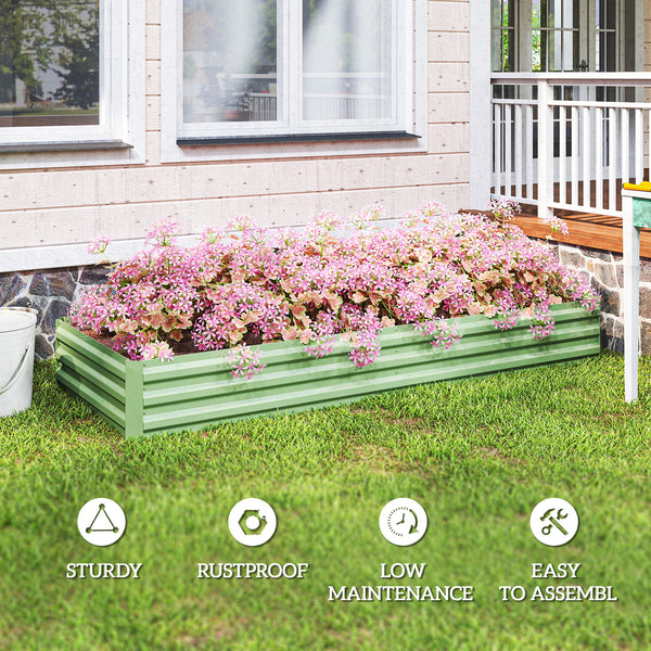 8x3x1FT Galvanized Raised Garden Bed, Outdoor Metal Gardening Planter Box for Growing Vegetables, Flowers, Herbs, Succulents, Light Green