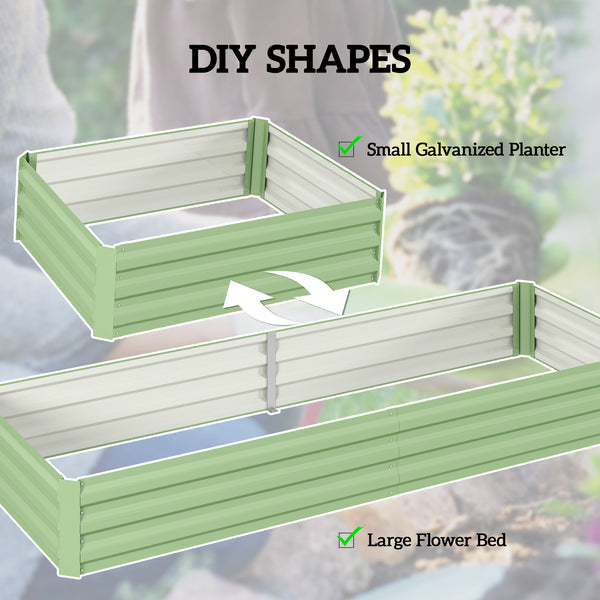 8x3x1FT Galvanized Raised Garden Bed, Outdoor Metal Gardening Planter Box for Growing Vegetables, Flowers, Herbs, Succulents, Light Green