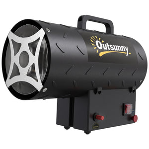 15 kW/51000 BTU Industrial Propane Space Heater, Portable Forced Air Gas Fan Outdoor Patio Heater with Piezo Ignition, Overheat Protection, IPX4, Hot Air Blower for Workshop, Garage, Black