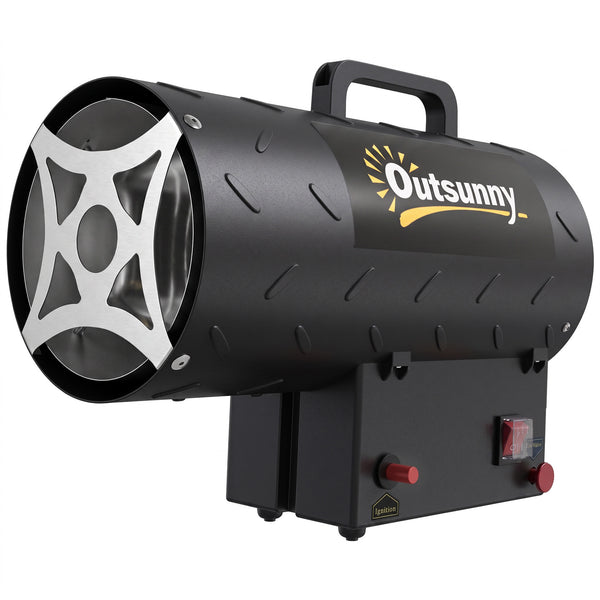 15 kW/51000 BTU Industrial Propane Space Heater, Portable Forced Air Gas Fan Outdoor Patio Heater with Piezo Ignition, Overheat Protection, IPX4, Hot Air Blower for Workshop, Garage, Black