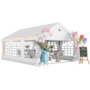 4 x 6 m Gazebo with sides, Outdoor Marquee Party Tent with 4 Removable Sidewalls for Wedding, Events, White