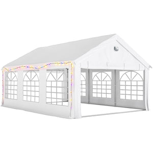 4 x 6 m Gazebo with sides, Outdoor Marquee Party Tent with 4 Removable Sidewalls for Wedding, Events, White