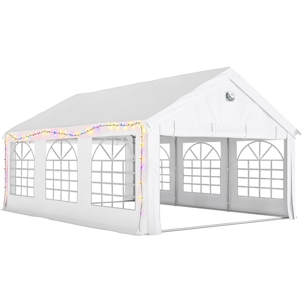 4 x 6 m Gazebo with sides, Outdoor Marquee Party Tent with 4 Removable Sidewalls for Wedding, Events, White