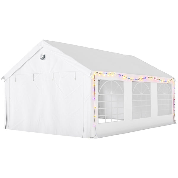 4 x 6 m Gazebo with sides, Outdoor Marquee Party Tent with 4 Removable Sidewalls for Wedding, Events, White