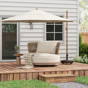 20.5" Round Resin Patio Umbrella Base, 50 lbs Garden Parasol Holder Outdoor Offset Weight Stand with Braked Wheels, Bronze