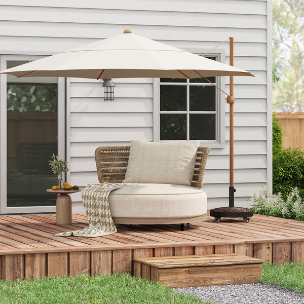 20.5" Round Resin Patio Umbrella Base, 50 lbs Garden Parasol Holder Outdoor Offset Weight Stand with Braked Wheels, Bronze