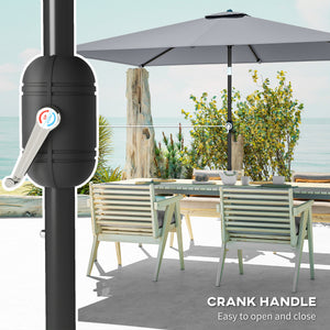 3x2m Garden Parasol, Parasol Umbrella with Crank Handle, Tilt Function, Polyester Canopy, Outdoor Table Umbrella for Patio, Garden, Light Grey