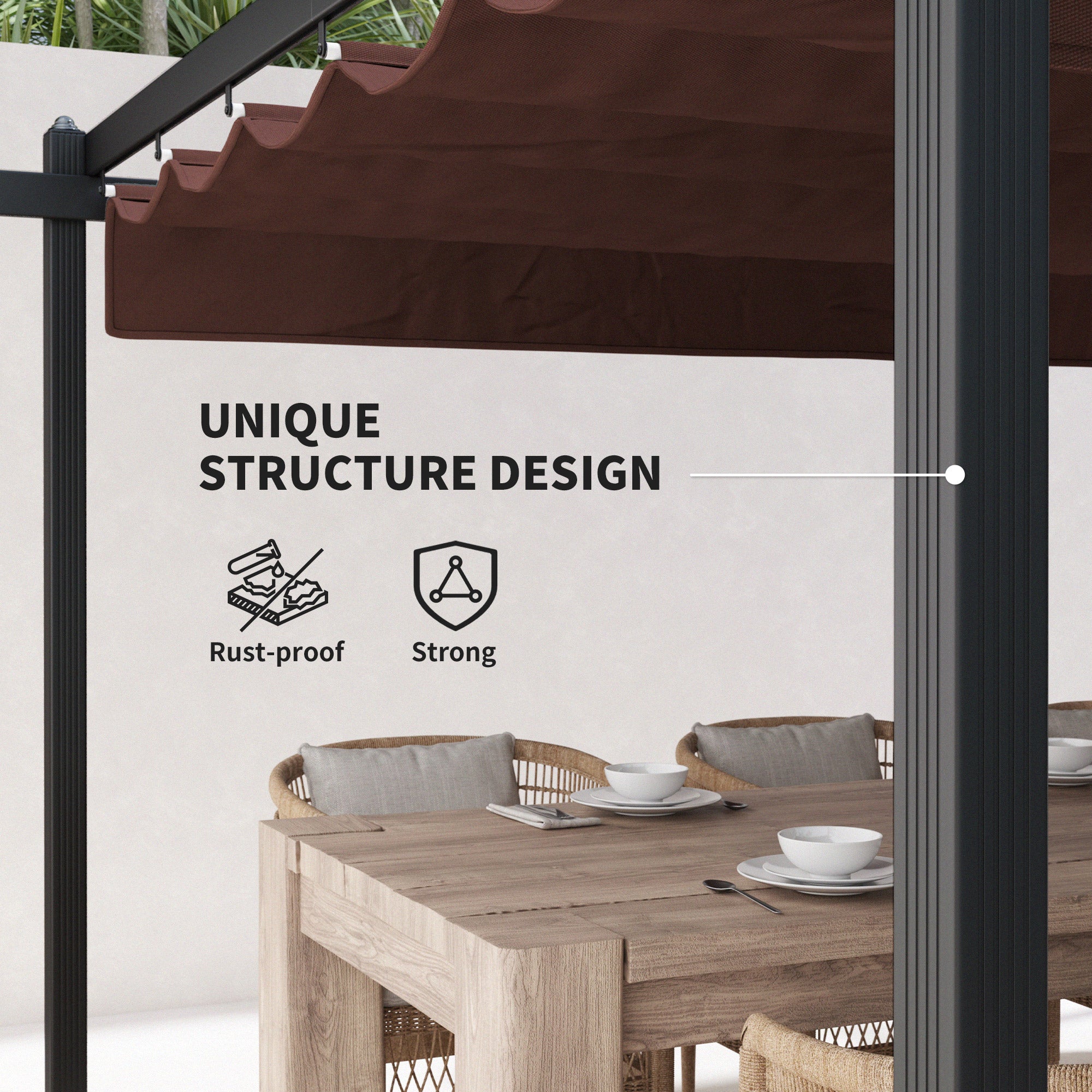 13' x 13' Outsunny Pergola with Retractable Canopy for Patio & Deck