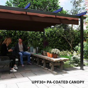 Outsunny 13' x 13' Retractable Pergola Canopy with Stronger Aluminum Frame, Outdoor Pergola Sun Shade Shelter for Garden, Patio, Backyard, Deck, Brown