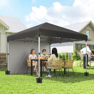 10' x 10' Pop Up Canopy Tent with Removable Sidewalls, Instant Shelter with Portable Roller Bag, 4 Sand Bags, Adjustable Height for Outdoor, Garden, Patio, Black