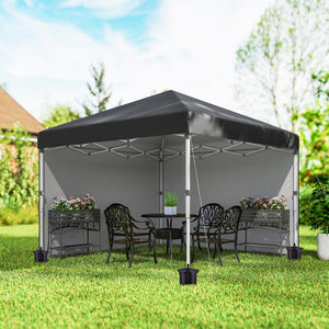 10' x 10' Pop Up Canopy Tent with Removable Sidewalls, Instant Shelter with Portable Roller Bag, 4 Sand Bags, Adjustable Height for Outdoor, Garden, Patio, Black