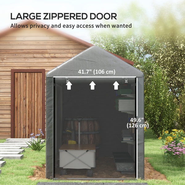 4 x 6ft Portable Shed, Outdoor Storage Shed Tent with Galvanised Steel Frame and Roll-up Door for Motorcycle, Bike, Garden Tools
