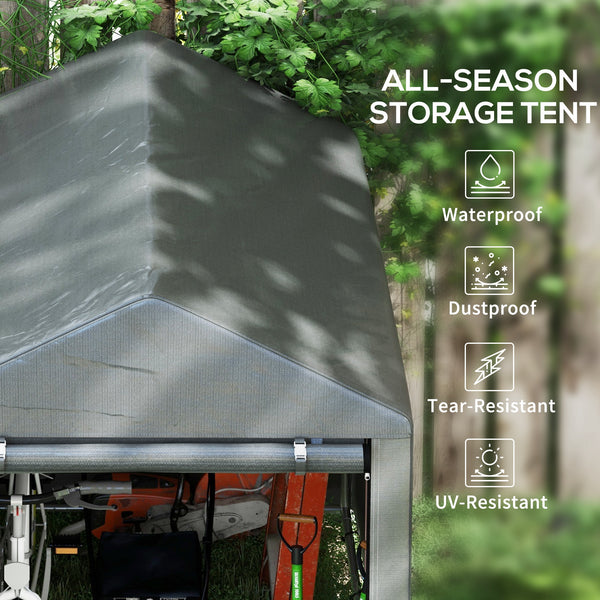 4 x 6ft Portable Shed, Outdoor Storage Shed Tent with Galvanised Steel Frame and Roll-up Door for Motorcycle, Bike, Garden Tools