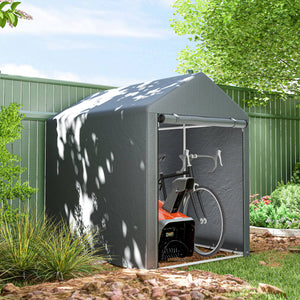 4 x 6ft Portable Shed, Outdoor Storage Shed Tent with Galvanised Steel Frame and Roll-up Door for Motorcycle, Bike, Garden Tools