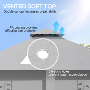 3(m) x 3(m) Garden Gazebo, Double Roof Outdoor Gazebo Canopy Shelter with Netting, Solid Steel Frame, for Garden, Lawn and Deck, Light Grey