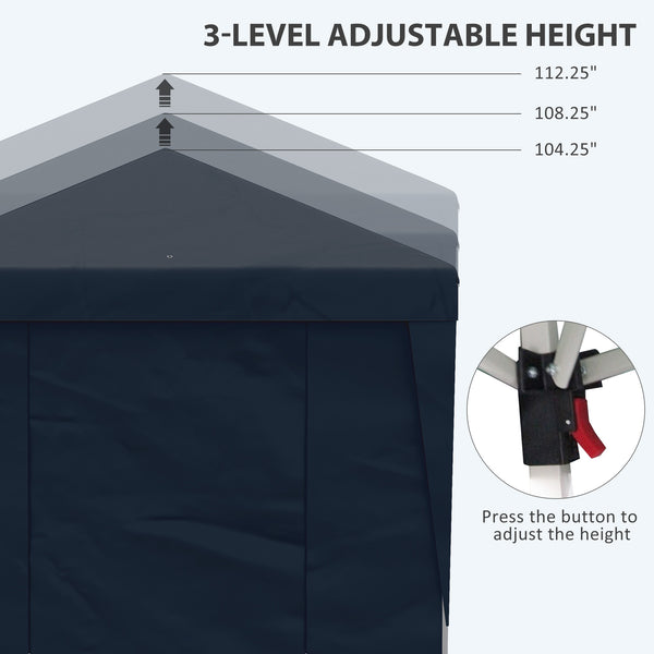 10' x 19.5' Pop Up Canopy Tent with Sidewalls, UPF 30+ Height Adjustable Large Party Tent Event Shelter with Leg Weight Bags and Wheeled Carry Bag for Garden, Patio, Dark Blue