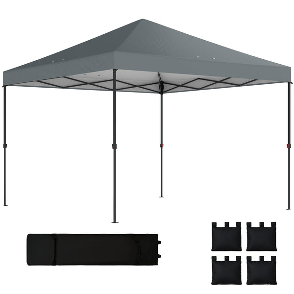 10 x 10 ft Pop Up Canopy Tent with One Push Setup, Easy Setup Outdoor Portable Instant Canopy Shelter with Wheeled Carry Bag, Sandbags, Adjustable Height for Parties, Events, Dark Gray