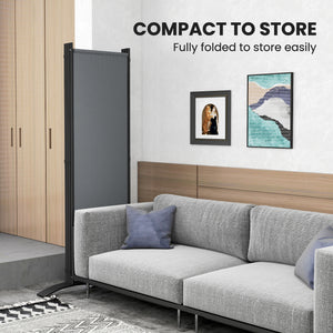 4 Panel Folding Room Divider, 5.6FT Privacy Screen with Wide Feet, Portable Freestanding Room Partition Separator for Home Office Bedroom, Dark Grey