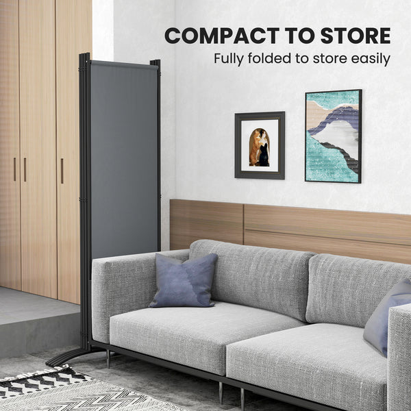 4 Panel Folding Room Divider, 5.6FT Privacy Screen with Wide Feet, Portable Freestanding Room Partition Separator for Home Office Bedroom, Dark Grey