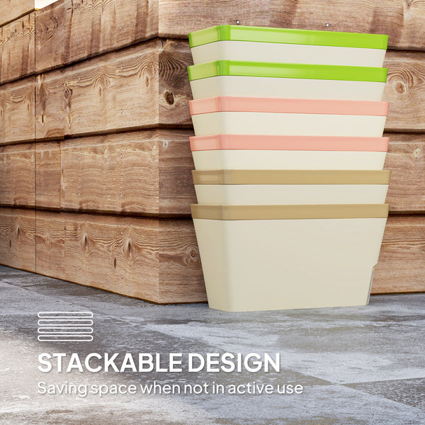 6 Pack Self Watering Planter Box, 10.5 Inch Outdoor Flower Pots with Water Level Indicator, Plastic Planter Pots for Herbs, Vegetables, Flowers, Succulents Plants