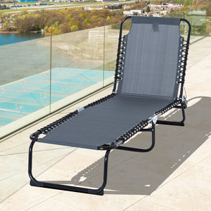 Outsunny Folding Chaise Lounge Pool Chair, Patio Sun Tanning Chair, Outdoor Lounge Chair with 4-Position Reclining Back, Breathable Mesh Seat for Beach, Yard, Patio, Gray