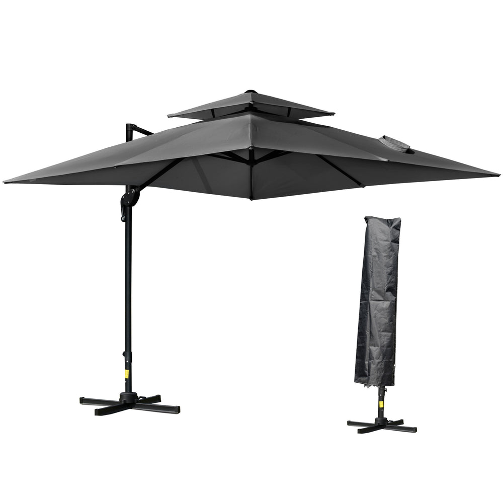 black friday cantilevered patio umbrella Cantilever | Wind Resistant, 360 Rotation | Commercial Grade | Sunbrella & Grey Do you often chat happily with your friends outside Mondawe 10 ft. x 13