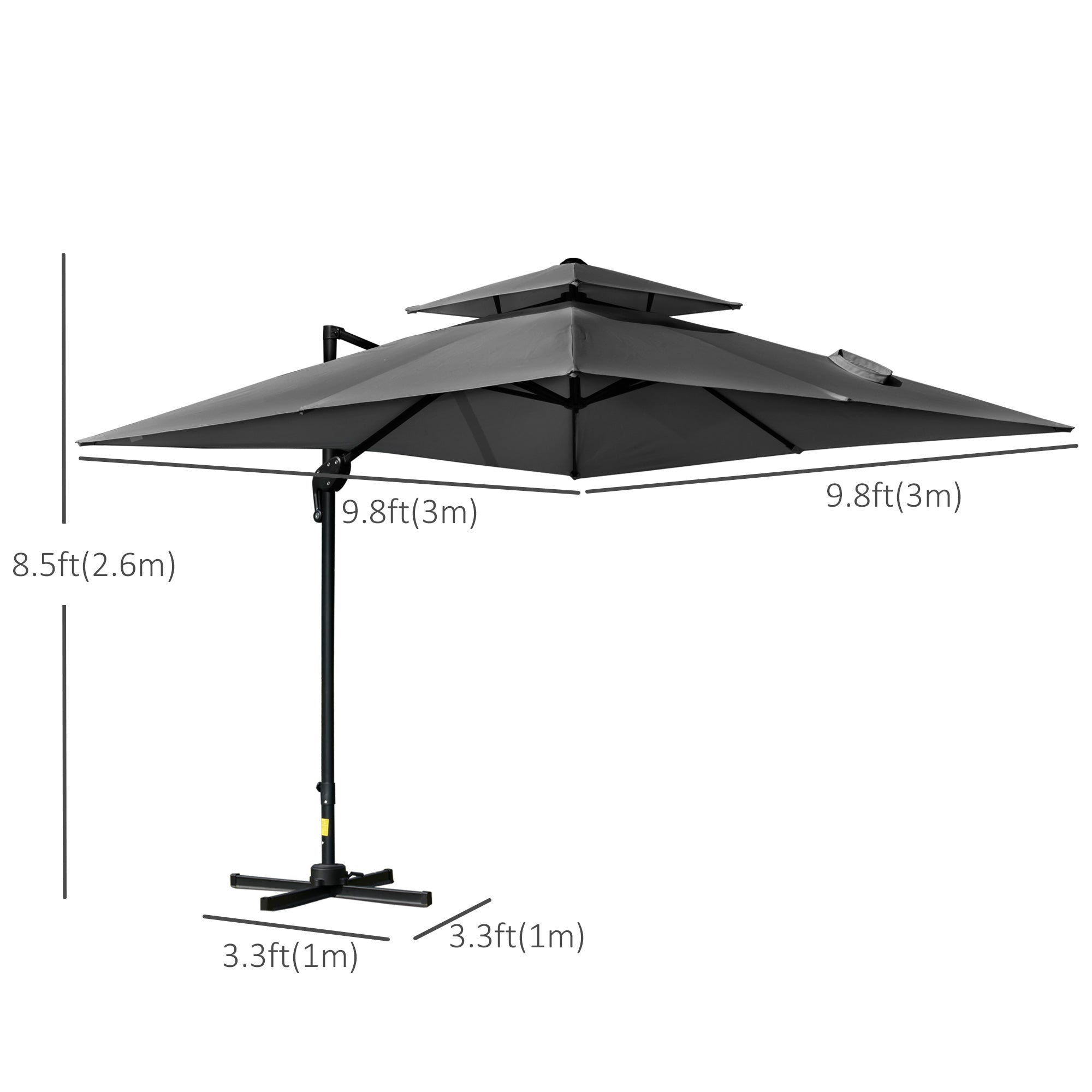 best offset patio umbrella canada Outsunny 10' x 10' Double Top Square Offset Umbrella with Umbrella Cover, Charcoal Grey