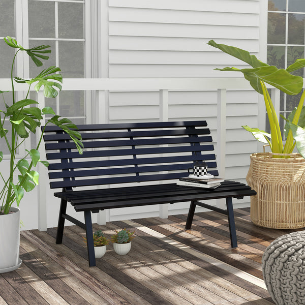 Outsunny 48.5" Garden Bench, Outdoor Patio Bench, Lightweight Aluminum Park Bench with Slatted Seat for Lawn, Park, Deck, Black