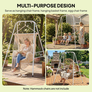 Hammock Chair Stand, Free Standing Heavy Duty Hanging Swing Chair with Anti-Slip Foot Pads, 2 Carabiners, for Relaxation, Indoor and Outdoor Use, White