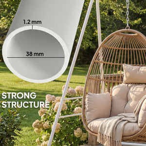 Hammock Chair Stand, Free Standing Heavy Duty Hanging Swing Chair with Anti-Slip Foot Pads, 2 Carabiners, for Relaxation, Indoor and Outdoor Use, White