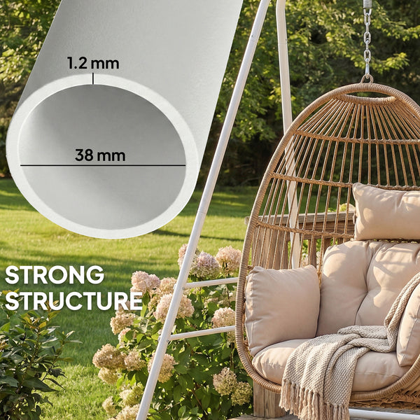 Hammock Chair Stand, Free Standing Heavy Duty Hanging Swing Chair with Anti-Slip Foot Pads, 2 Carabiners, for Relaxation, Indoor and Outdoor Use, White