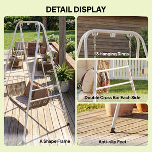 Hammock Chair Stand, Free Standing Heavy Duty Hanging Swing Chair with Anti-Slip Foot Pads, 2 Carabiners, for Relaxation, Indoor and Outdoor Use, White