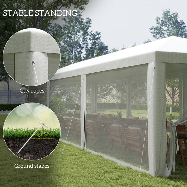 Outsunny 10' x 28' Party Tent, Outdoor Wedding Canopy & Gazebo with Removable Sidewalls, Shade Shelter for Events, BBQs, White