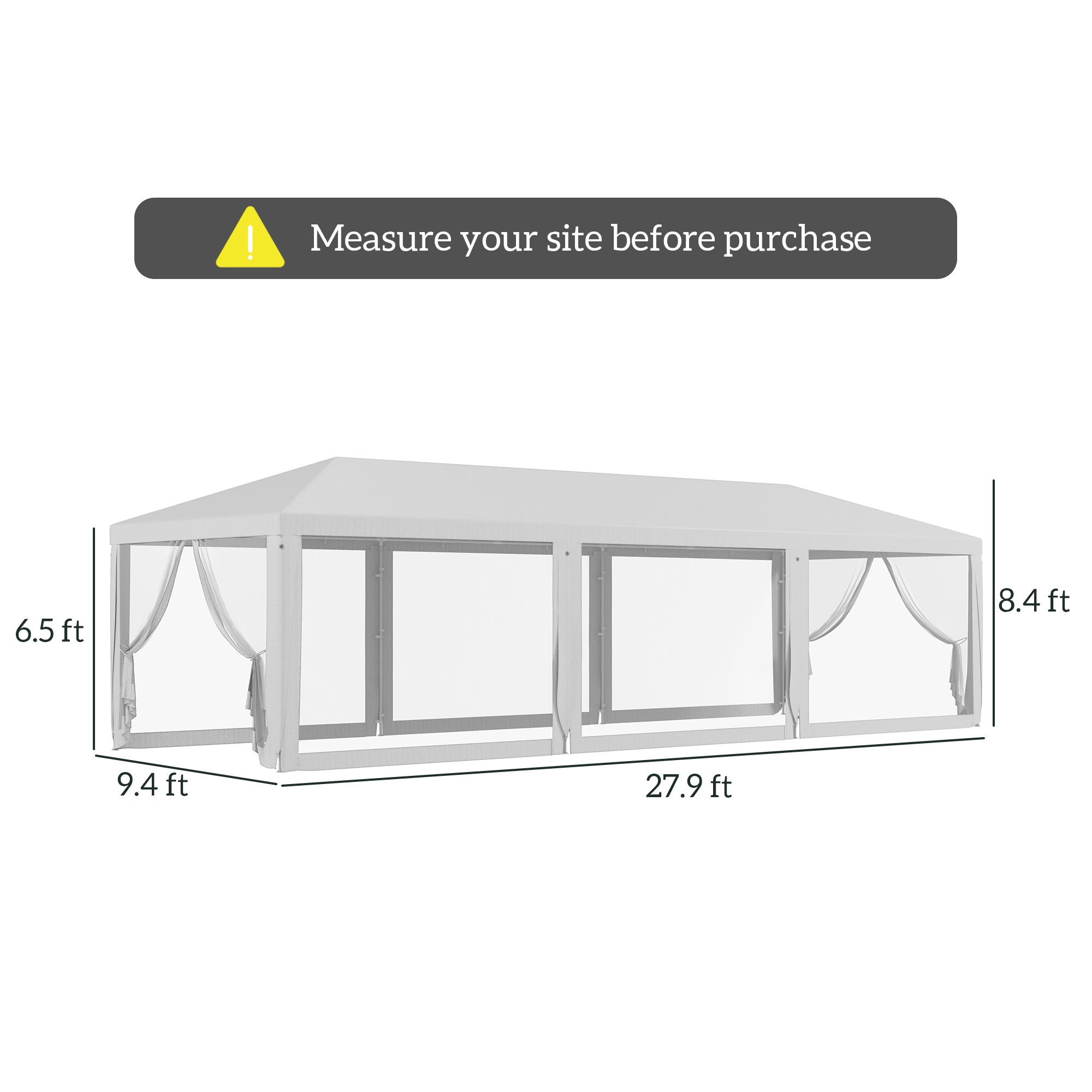 ひな Outsunny 10' x 28' Party Tent, Wedding Canopy with Removable