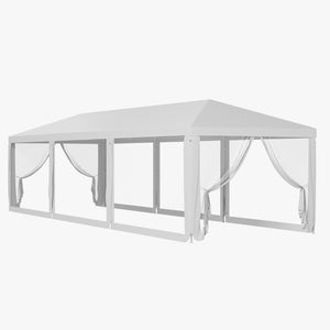 Outsunny 10' x 28' Party Tent, Outdoor Wedding Canopy & Gazebo with Removable Sidewalls, Shade Shelter for Events, BBQs, White