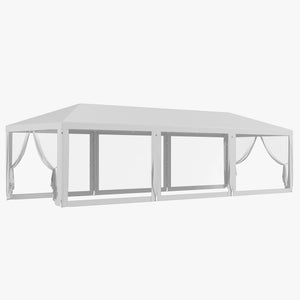 Outsunny 10' x 28' Party Tent, Outdoor Wedding Canopy & Gazebo with Removable Sidewalls, Shade Shelter for Events, BBQs, White