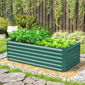 Galvanized Raised Garden Bed, 6' x 3' x 2' Outdoor Metal Planter Box, Standing Raised Bed for Growing Flowers, Herbs and Vegetables, Dark Green